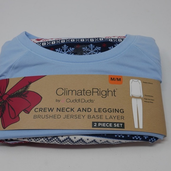 Cuddl Duds ClimateRight Crew Neck Top and Legging Set New Medium Fair Isle NWT - Picture 1 of 5